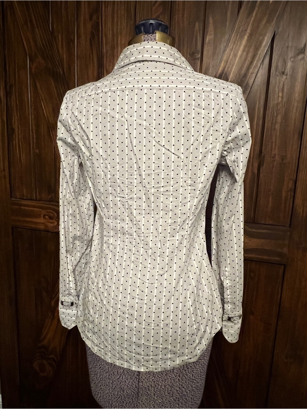 Express Black and White Striped & Polka Dot Blouse - Picture 5 of 9